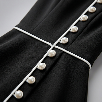 Midi Dress Women A Line 3 4 Sleeve Button Detail Dress