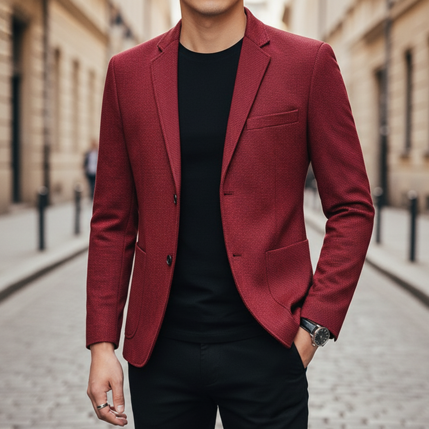 Men’s Slim Fit Blazer Two Button Casual Suit Jacket