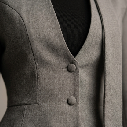 Women’s Tailored Blazer with Choker Detail Elegant Button Jacket