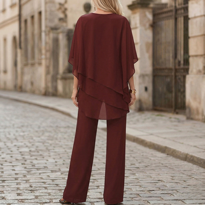 Two Piece Set Women Loose Blouse Wide Leg Pants Suit