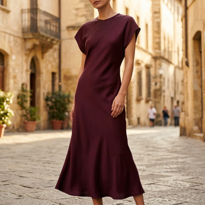 Women’s Midi Dress Short Sleeve Elegant Fitted Evening Dress