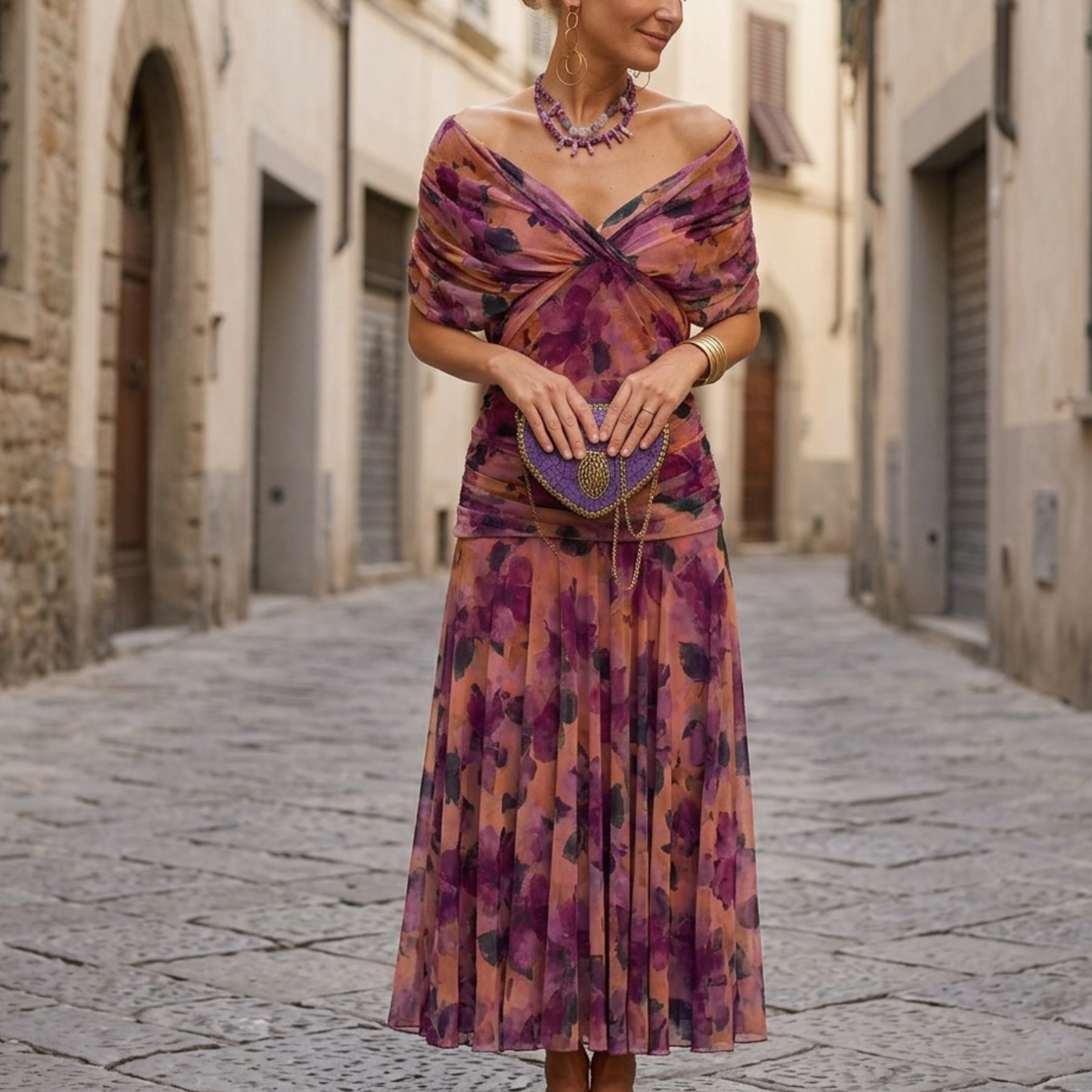 Women’s Off Shoulder Maxi Dress Ruched Evening Gown