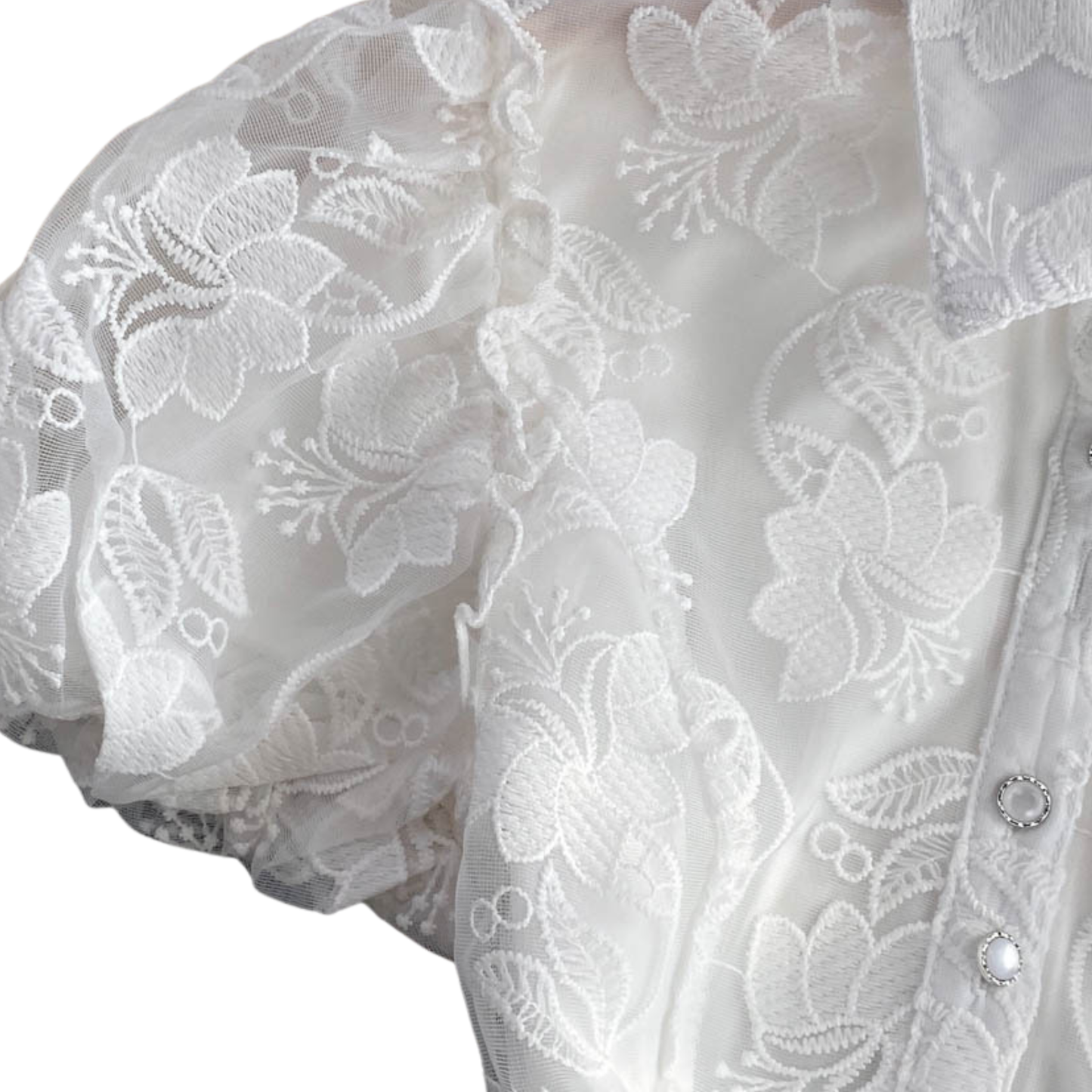 Women’s White Lace Mini DressTiered Button-Front Dress