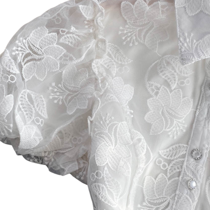 Women’s White Lace Mini DressTiered Button-Front Dress