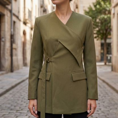 Women’s Asymmetrical Blazer V-Neck Wrap Style Tailored
