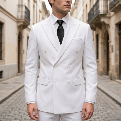 Men’s Double-Breasted Slim Fit Formal Blazer with Peak Lapel