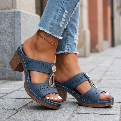 Women’s Orthopedic Sandals Low Block Heel Open Toe