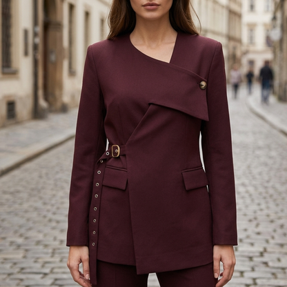 Women’s Asymmetrical Blazer V-Neck Wrap Style Tailored