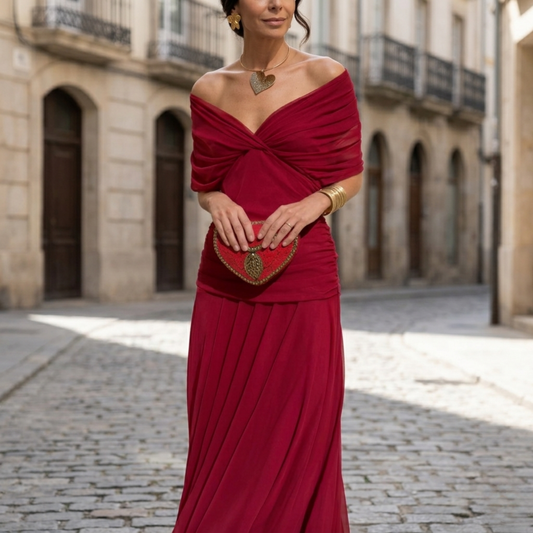 Women’s Off Shoulder Maxi Dress Ruched Evening Gown