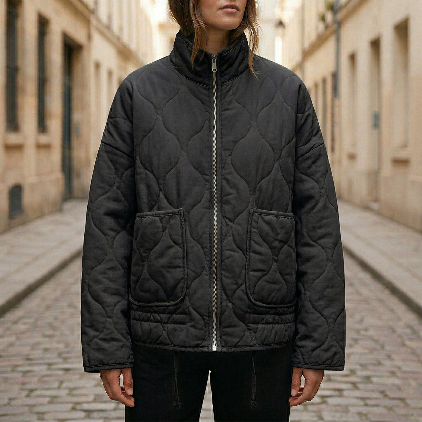 Quilted Jacket Women Lightweight Zip Up Padded Coat