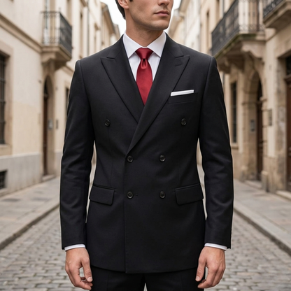 Men’s Double-Breasted Slim Fit Formal Blazer with Peak Lapel