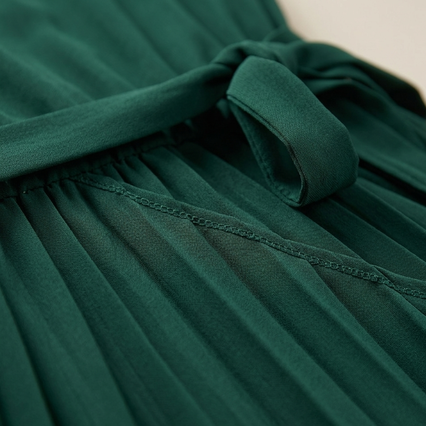 Women’s Pleated Midi Dress with Waist Tie Cap Sleeve A-Line