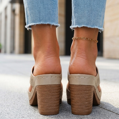 Women’s Orthopedic Sandals Low Block Heel Open Toe