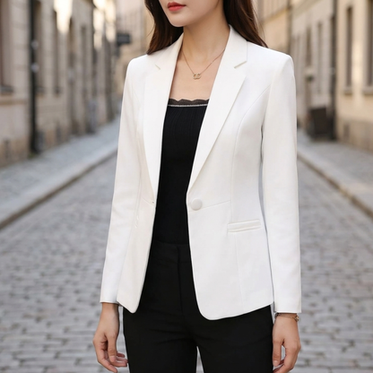 Women’s Blazer Slim Fit Single Button Office Jacket