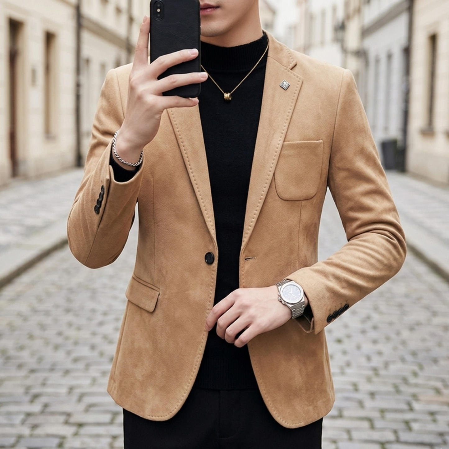 Men’s Slim Fit Blazer Single Button Casual Suit Jacket
