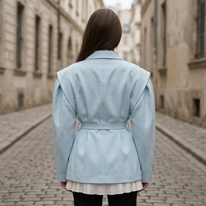 Women’s Belted Blazer Oversized Long Sleeve Jacket