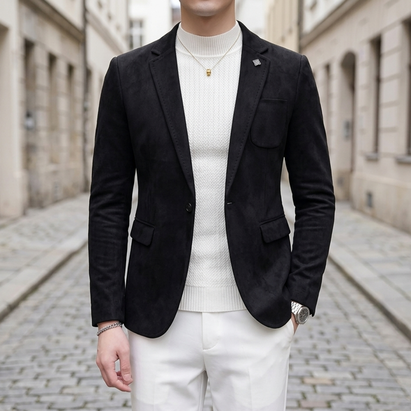 Men’s Slim Fit Blazer Single Button Casual Suit Jacket
