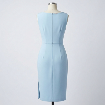 Sleeveless Midi Dress Women Bow Detail Elegant Summer A-Line Dress