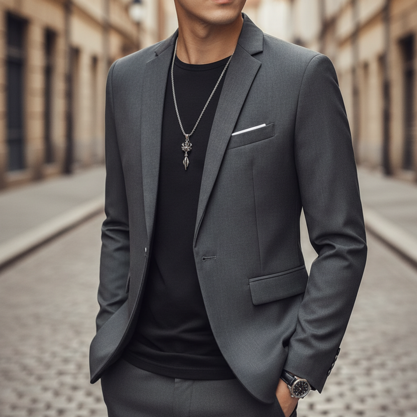 Men’s Slim Fit Blazer Single Button Casual Suit Jacket
