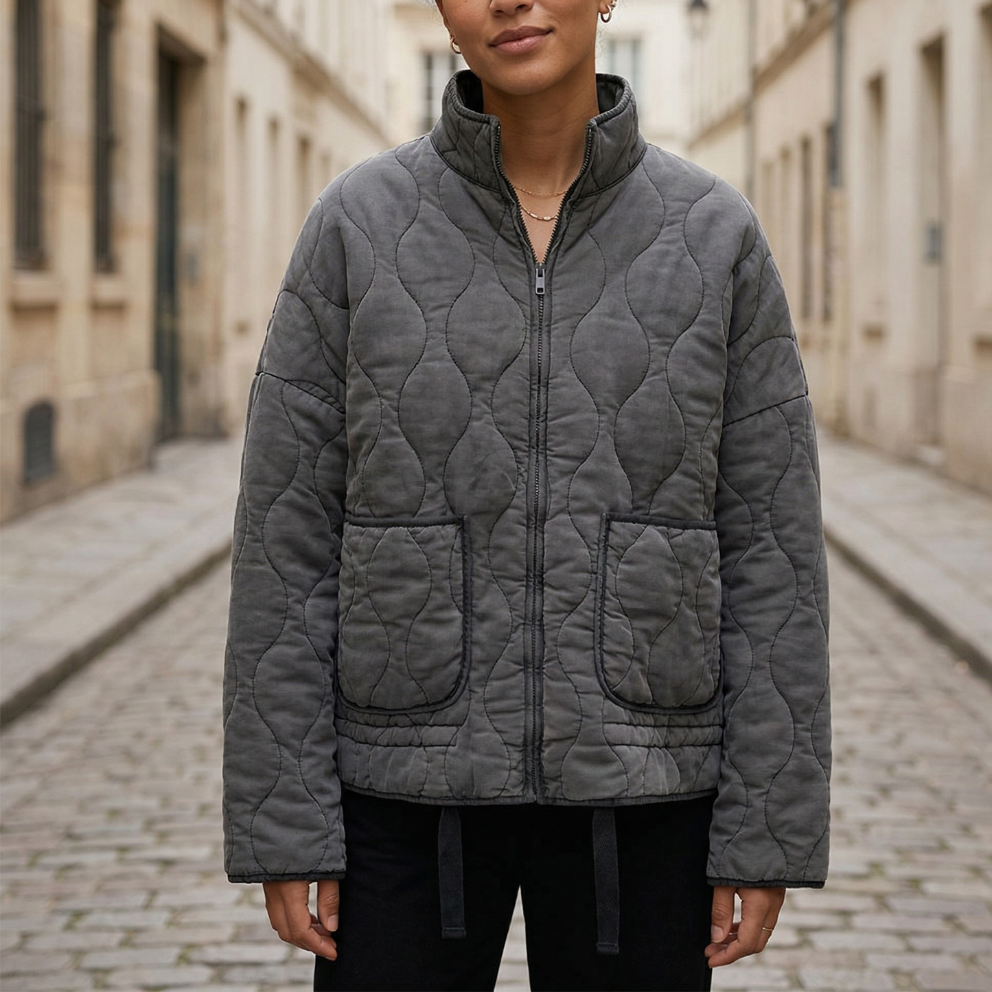 Quilted Jacket Women Lightweight Zip Up Padded Coat