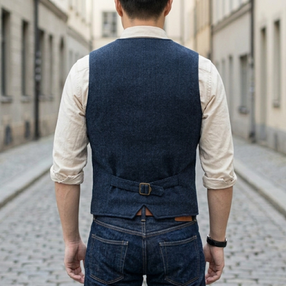Men’s Tweed Waistcoat Classic Button-Down Vest