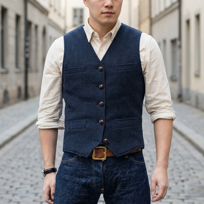 Men’s Tweed Waistcoat Classic Button-Down Vest