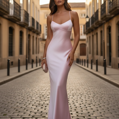 Women’s Satin Maxi Slip Dress Spaghetti Strap