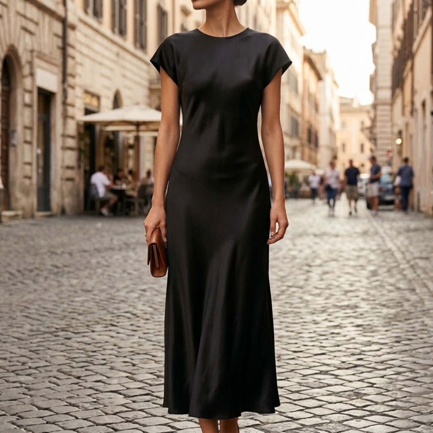 Women’s Midi Dress Short Sleeve Elegant Fitted Evening Dress