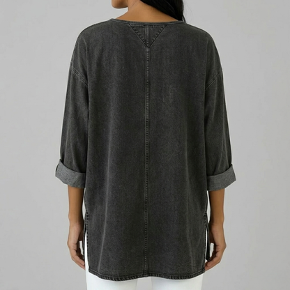 Women’s Oversized V Neck Tunic Top 3/4 Sleeve Casual Blouse