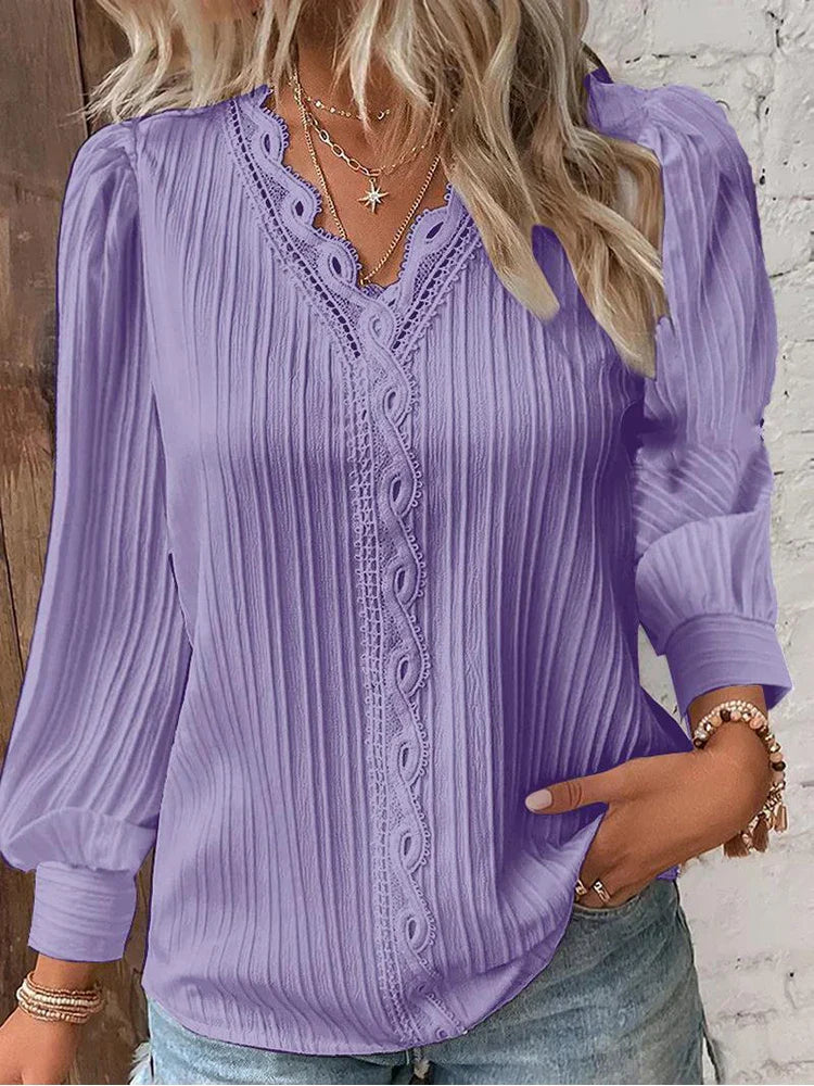 Elegant Woman's Chiffon Lace Top