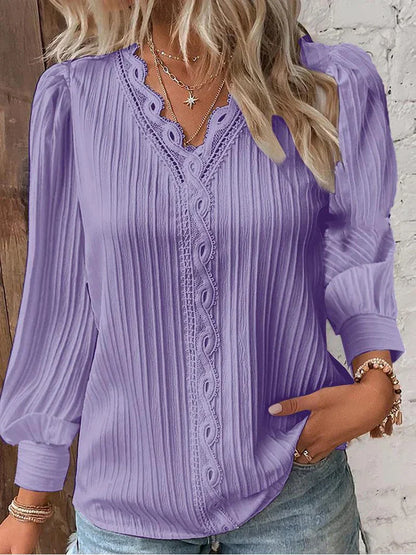 Elegant Woman's Chiffon Lace Top