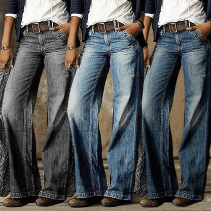 Classic High Waisted Wide Leg Retro Jeans for Women