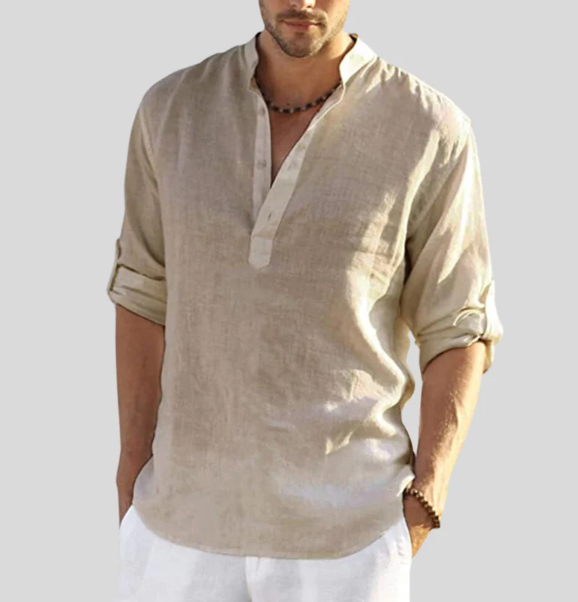 Men's Summer Dress Shirt Cotton Lightweight White