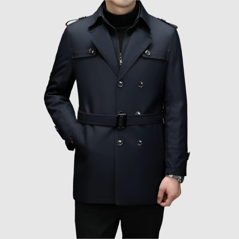Alessandro Veneti Men's Double Breasted Windbreaker Jacket Water