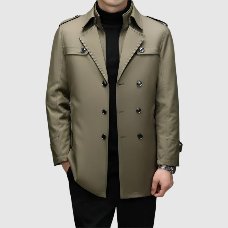 Alessandro Veneti Men's Double Breasted Windbreaker Jacket Water - VibreMode