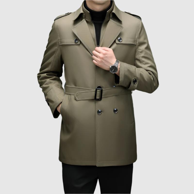 Alessandro Veneti Men's Double Breasted Windbreaker Jacket Water