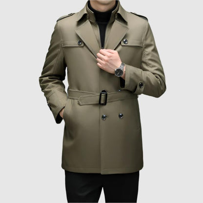 Alessandro Veneti Men's Double Breasted Windbreaker Jacket Water