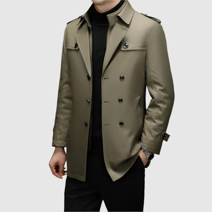 Alessandro Veneti Men's Double Breasted Windbreaker Jacket Water