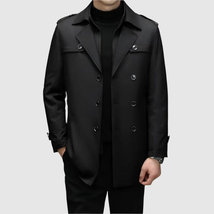 Alessandro Veneti Men's Double Breasted Windbreaker Jacket Water