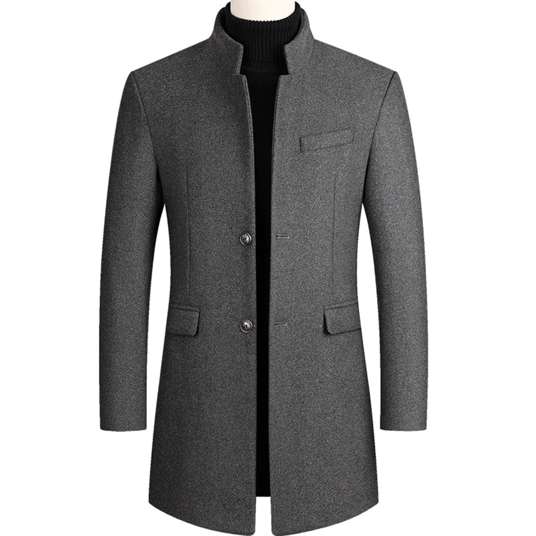 Men's Long Winter Coat Notch Lapel