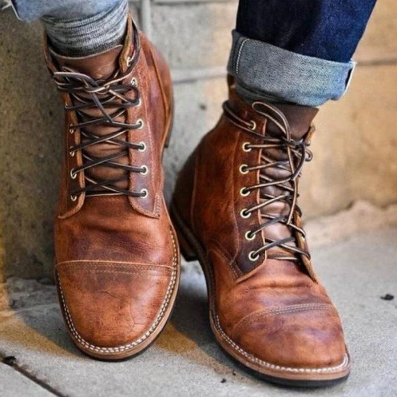 Men's Lace-Up Ankle Boots - VibreMode