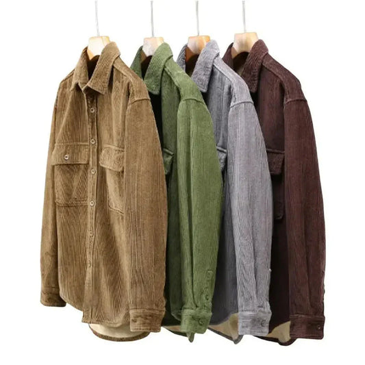 Men's Corduroy Shirt Warm Casual Vintage Style - VibreMode