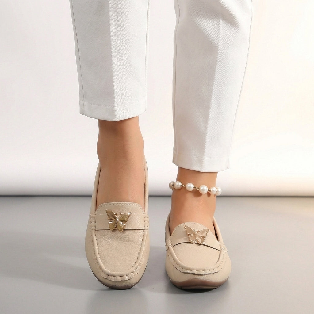 Men's Slip-On Loafers Embellished Leather Brown