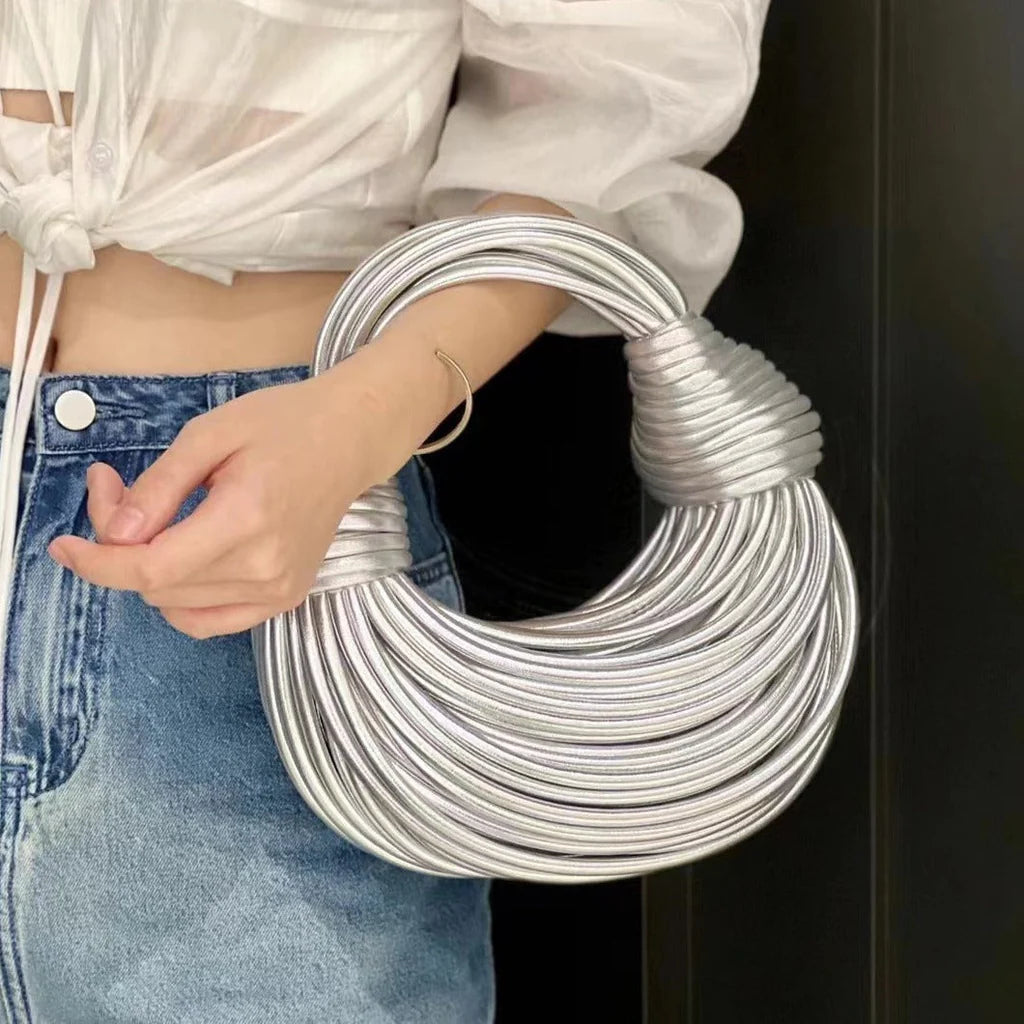 Women's Woven Handbag Knot Detail