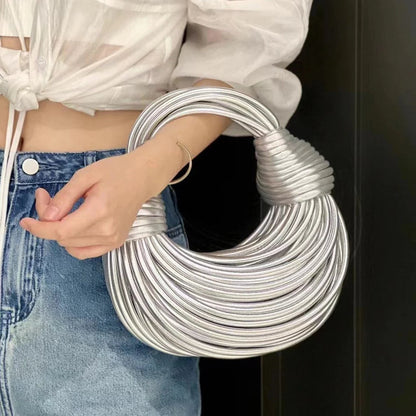 Women's Woven Handbag Knot Detail