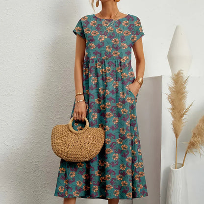 Women's Cotton Linen Midi Dress