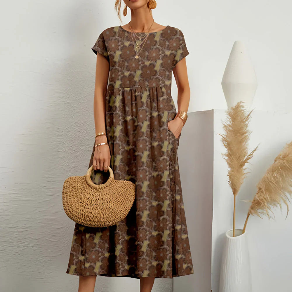 Women's Cotton Linen Midi Dress