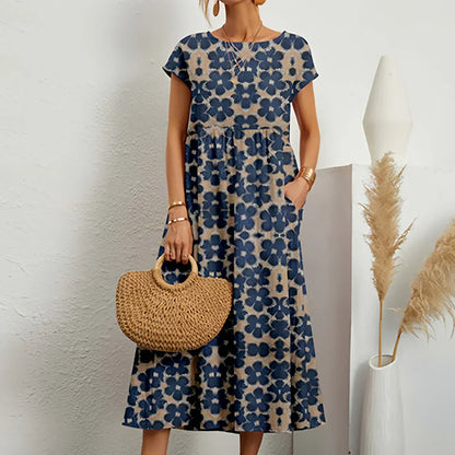 Women's Cotton Linen Midi Dress