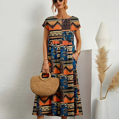 Women's Cotton Linen Midi Dress