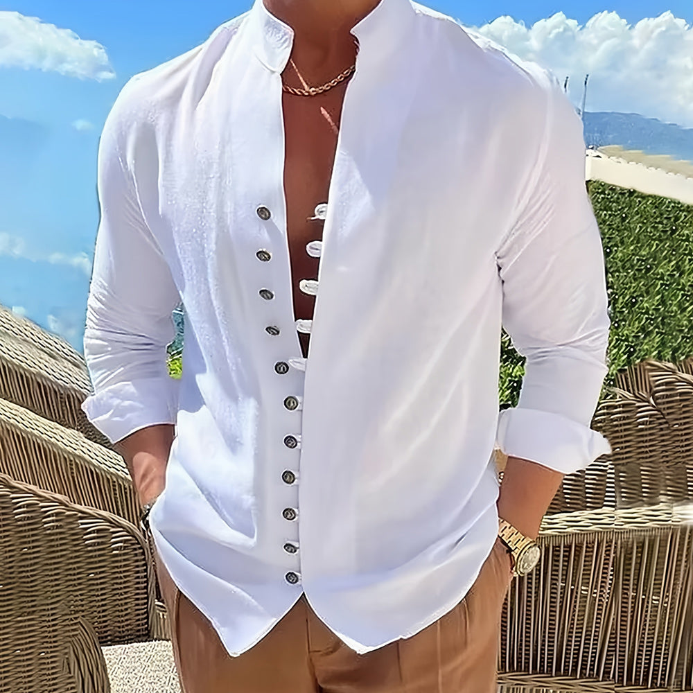 Cordoba Men's Linen Long Sleeve Shirt - VibreMode